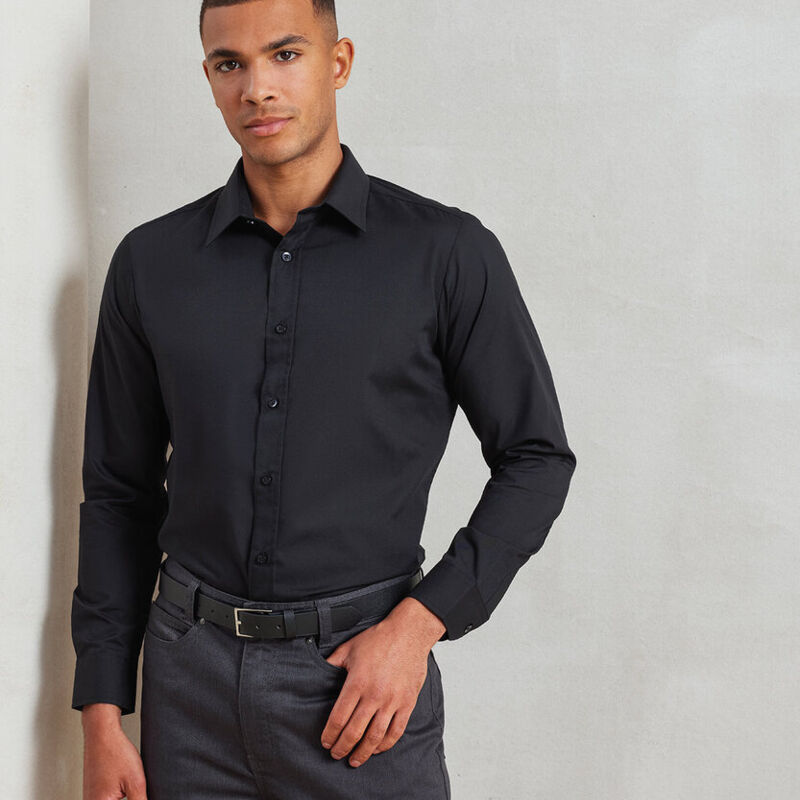 Poplin fitted long sleeve shirt Thumbnail